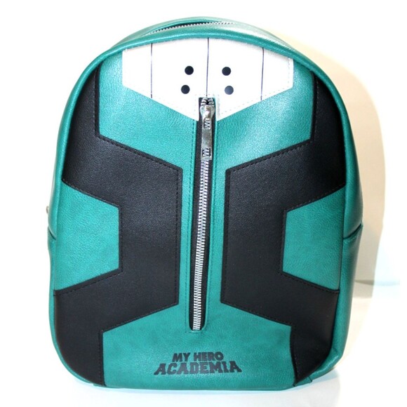 Bioworld My Hero Academia Deku Suit Green Black Cosplay Mini Backpack 12"x10" - Picture 1 of 10